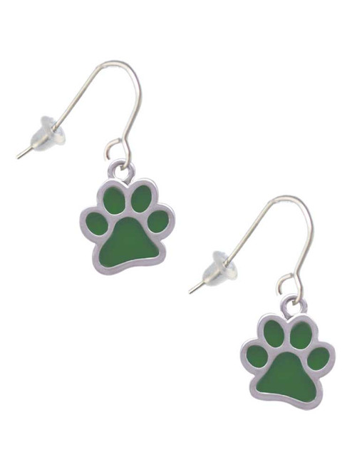 Medium Translucent Green Paw French Earrings