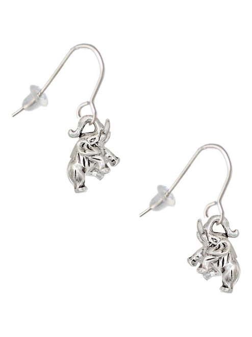 Mini 3-D Elephant French Earrings