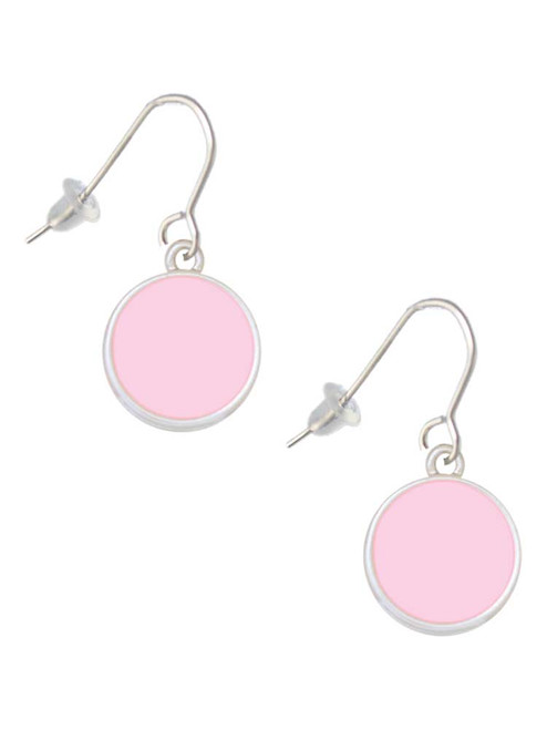 Small Pink Enamel Disc French Earrings
