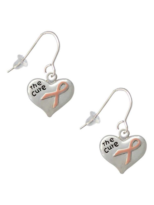 Small Heart with Pink Ribbon ''The Cure'' French Earrings