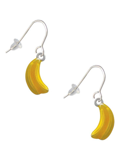 3-D Yellow Enamel Bananas French Earrings