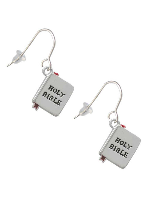 Bible with Cross French Earrings
