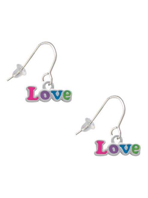Rainbow Colored ''Love'' French Earrings