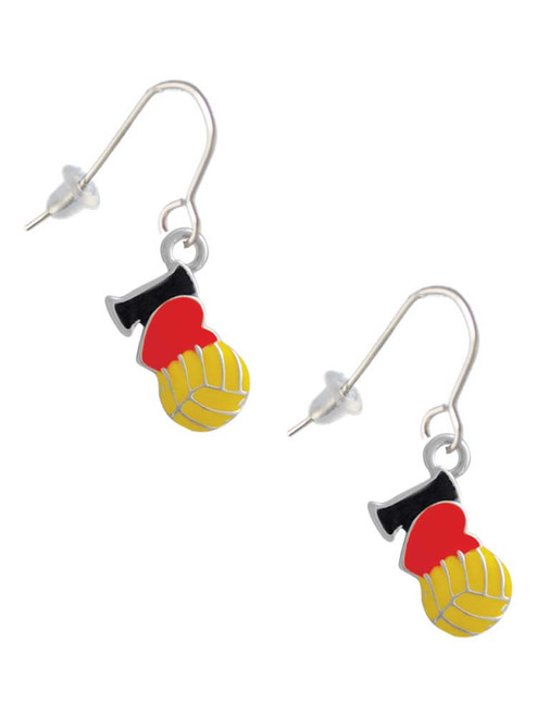 I Love Water polo - Red Heart French Earrings