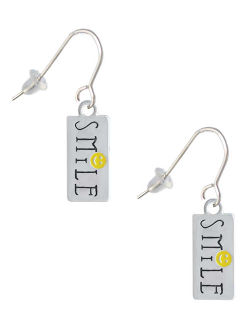 Smile with Smiley Face Rectangle French Earrings