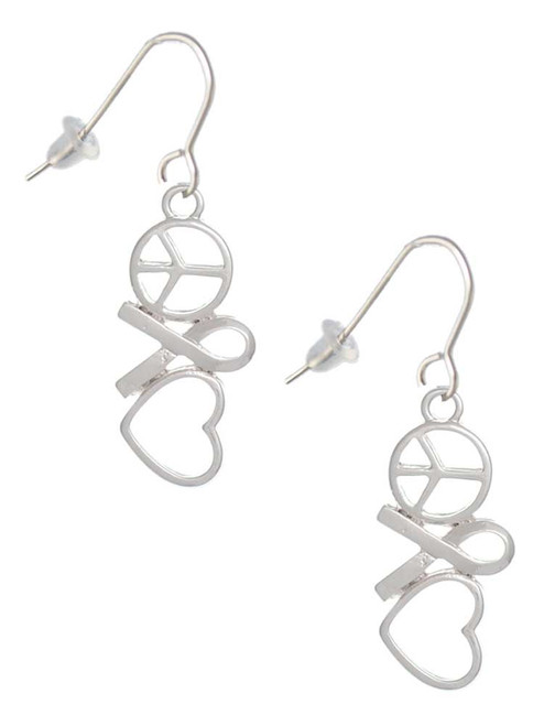 Peace Sign Ribbon Heart French Earrings