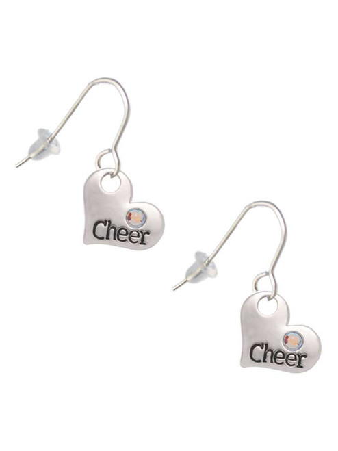 Cheer Heart with AB Crystal French Earrings