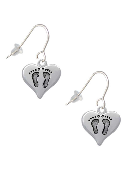 Heart with Baby Feet French Earrings