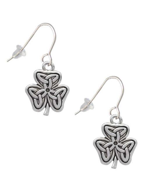 Shamrock with Celtic Knot French Earrings
