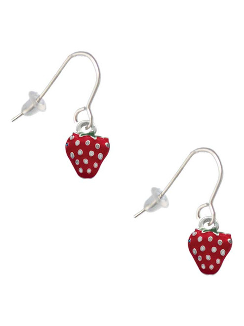 Mini 2-D Enamel Strawberry French Earrings