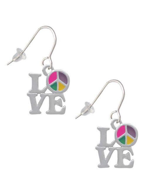 Love with Multicolored Peace Sign French Earrings