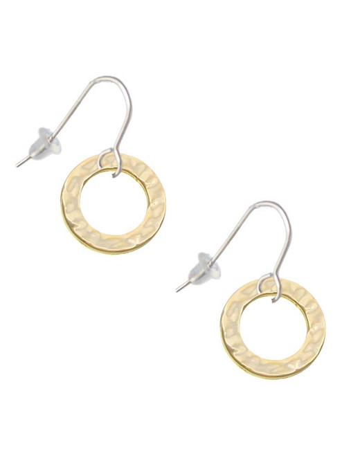 Gold Tone Hammered Karma Ring French Earrings