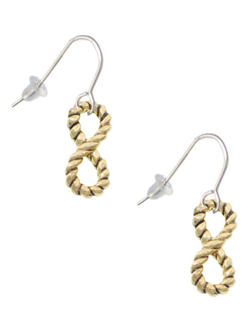 Gold Tone Infinity Rope French Earrings