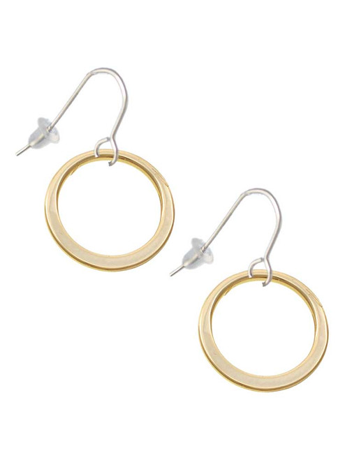 Large Gold Tone Karma Ring French Earrings