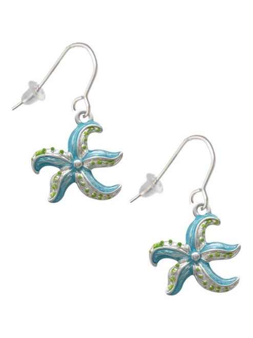 Hot Blue Starfish - French Earrings
