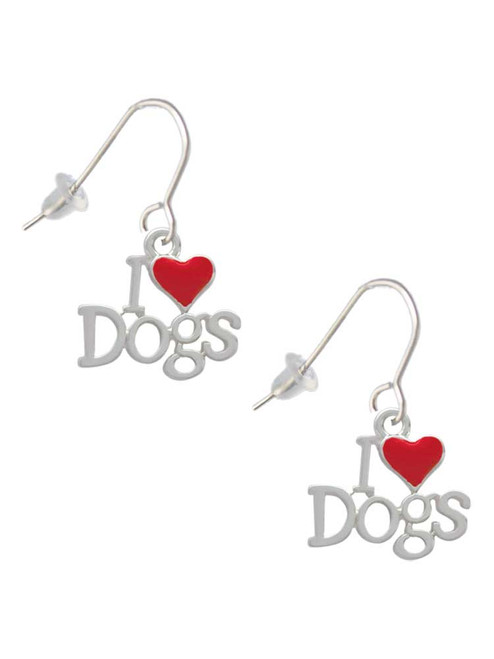 I love Dogs with Red Heart French Earrings