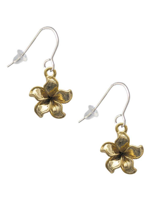 Gold Tone Flower French Earrings
