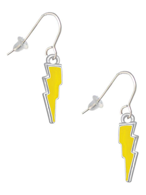 Yellow Lightning Bolt French Earrings