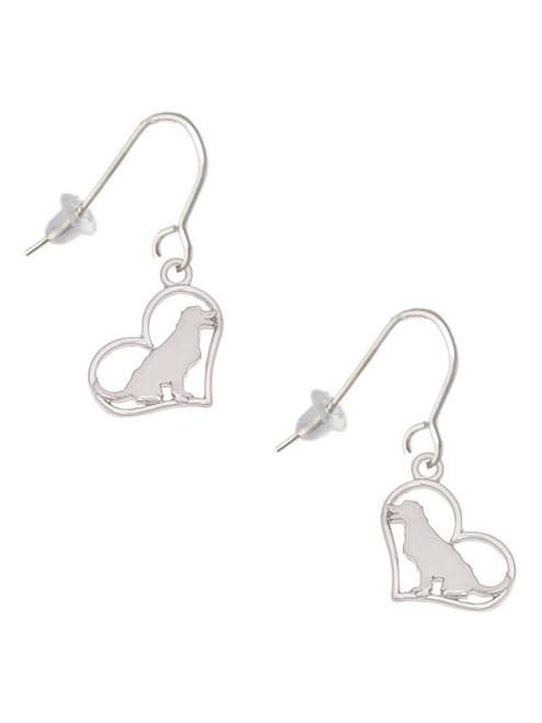 Labrador Silhouette Heart French Earrings