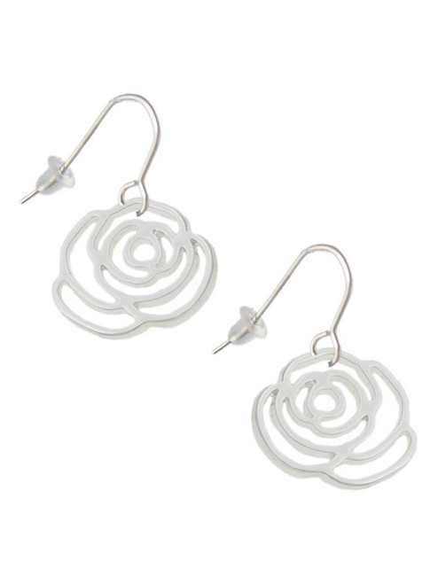 Large Rose Outline French Earrings