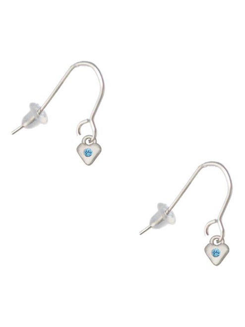 Mini March - Hot Blue Crystal Heart French Earrings