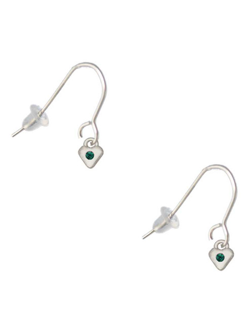 Mini May - Green Crystal Heart French Earrings