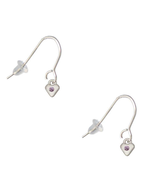 Mini Light Purple Crystal Heart French Earrings