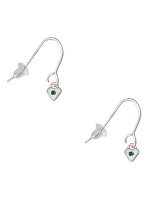 Mini December - Teal Crystal Heart French Earrings