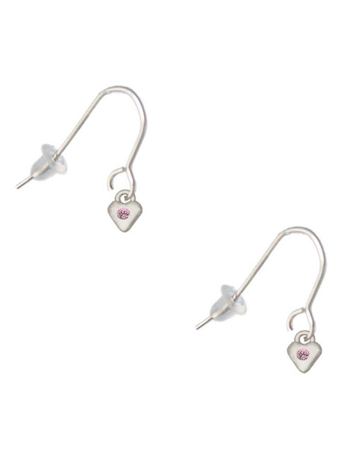 Mini Light Pink Crystal Heart French Earrings
