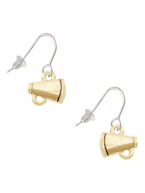 Mini Gold Tone Megaphone French Earrings