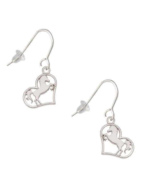 Stallion Silhouette Heart French Earrings