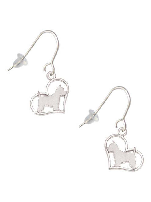 Westie Silhouette Heart French Earrings