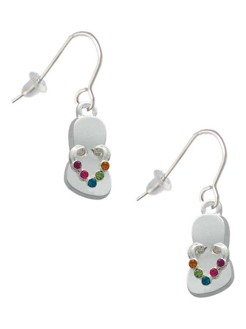 Multicolored Crystal Flip Flop French Earrings