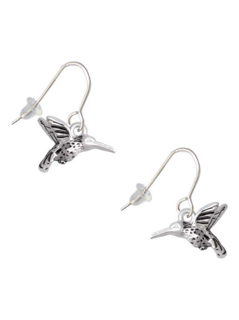 Small 3-D Hummingbird French Earrings