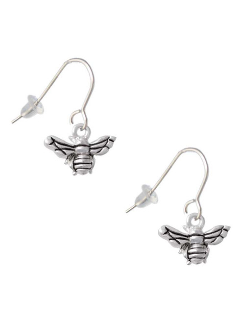 Small 3-D Bee French Earrings