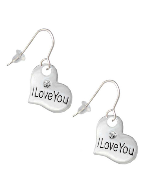 Large I Love You Heart French Earrings