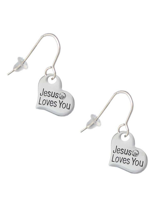 Small Jesus Loves You Heart French Earrings