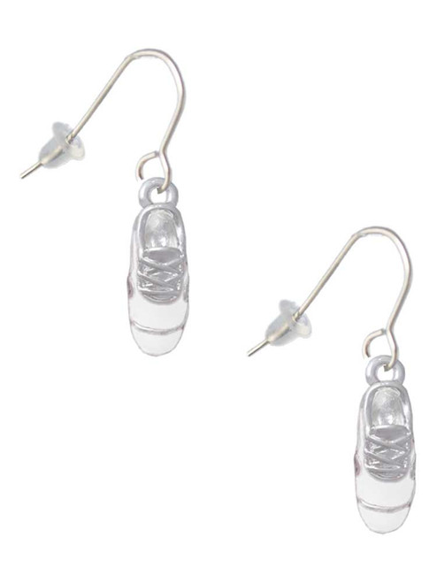 3-D White Running Shoe French Earrings