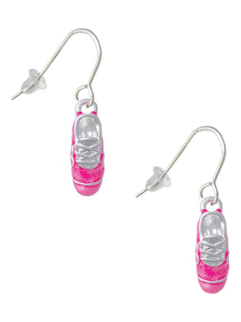 3-D Hot Pink Running Shoe French Earrings
