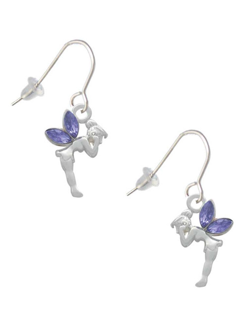 Small Fairy with Purple Wings French Earrings