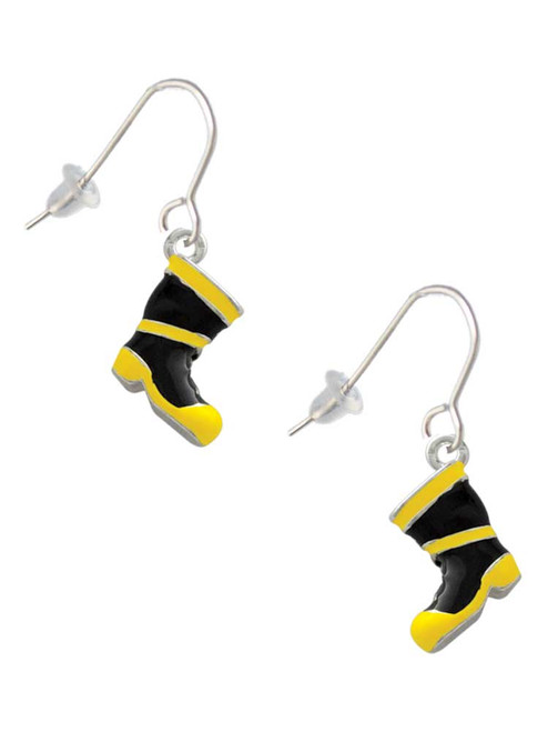 Black and Yellow Firefighter Boot French Earrings
