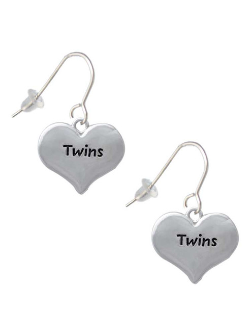 Twins Heart with Two Pair of Baby Feet French Earrings