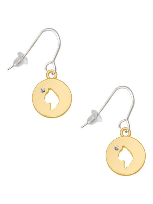 Gold Tone Cat Head Silhouette French Earrings