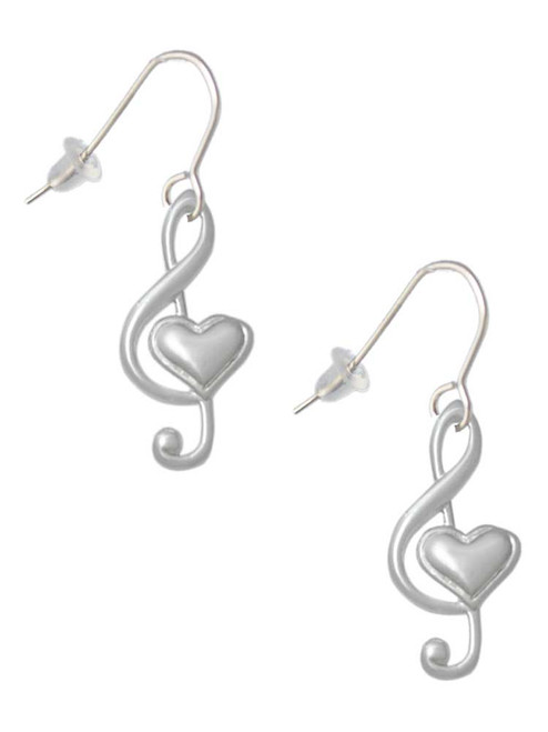 Large Clef with Heart French Earrings