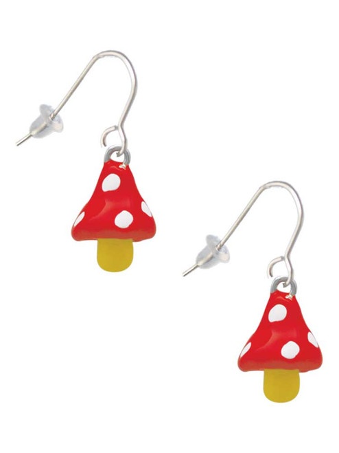 3-D Red and White Mushroom French Earrings