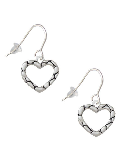 Open Pebble Heart French Earrings