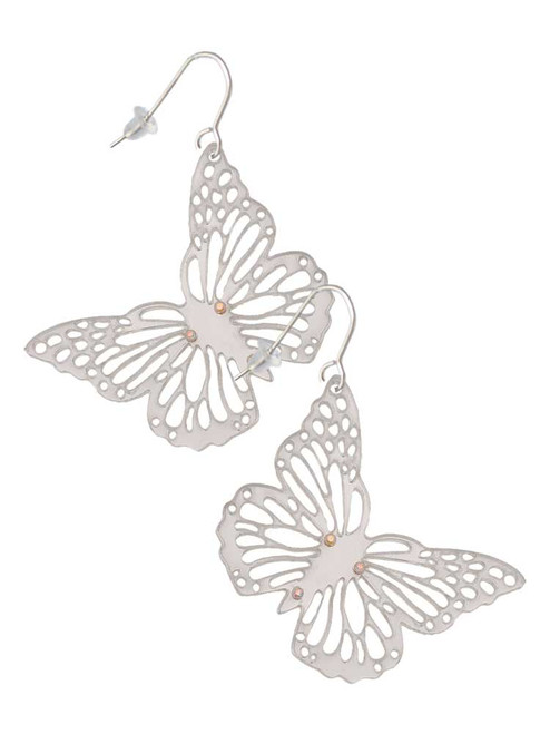 Acrylic Cut Out Butterfly Mirror French Earrings