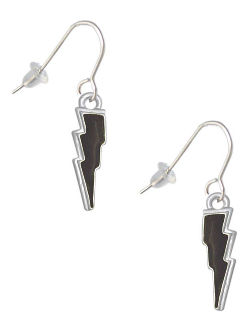 Black Lightning Bolt French Earrings