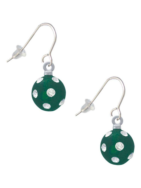 3-D Frosted Green Resin Ornament with Crystals French Earrings