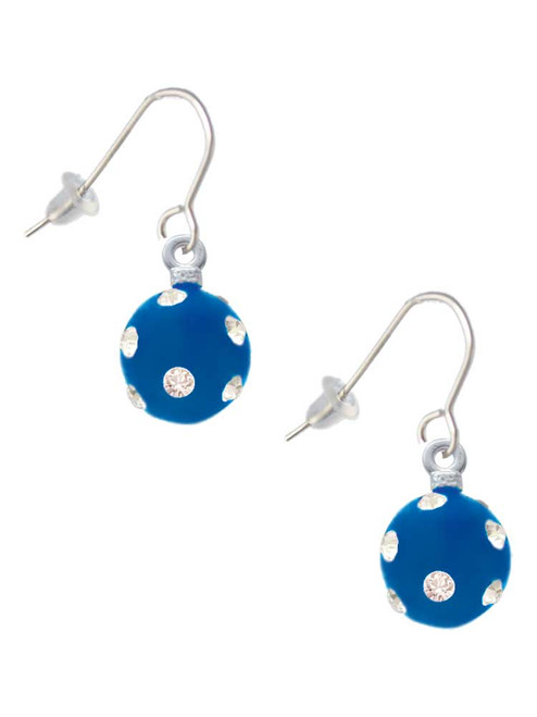 3-D Frosted Blue Resin Ornament with Crystals French Earrings